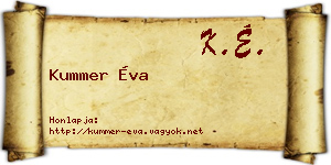 Kummer Éva névjegykártya